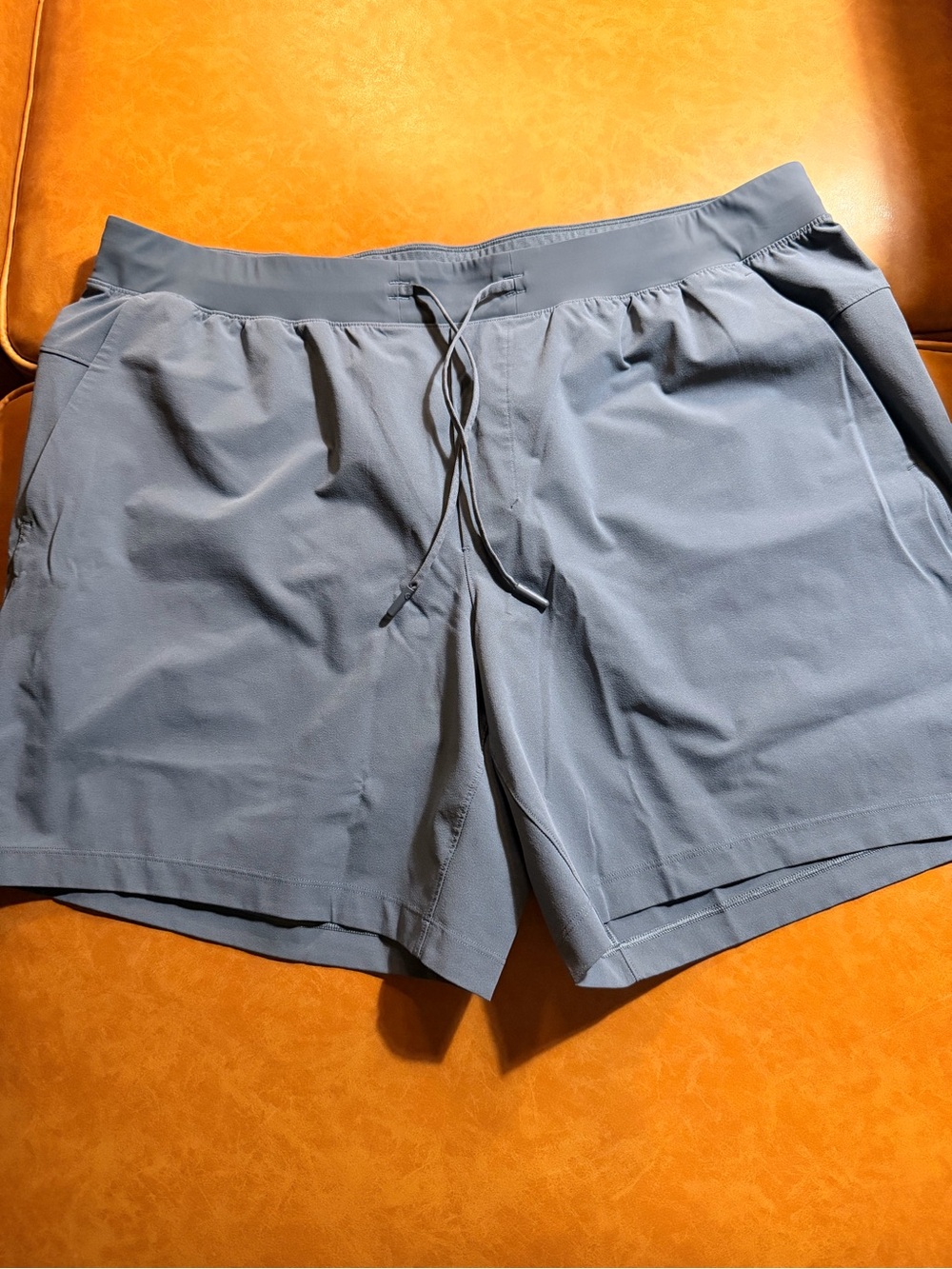 Lululemon Light Gray Slate Blue Athletic Drawstring Shorts